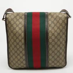 Gucci Brown/Beige GG Supreme Canvas and Leather Web Messenger Bag