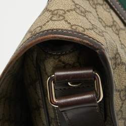 Gucci Brown/Beige GG Supreme Canvas and Leather Web Messenger Bag