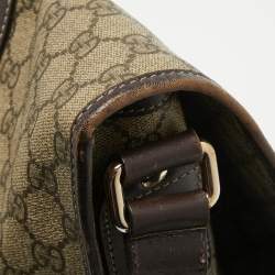 Gucci Brown/Beige GG Supreme Canvas and Leather Web Messenger Bag