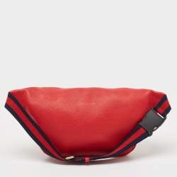 Gucci Red Leather Logo Web Belt Bag