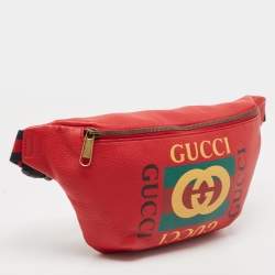 Gucci Red Leather Logo Web Belt Bag