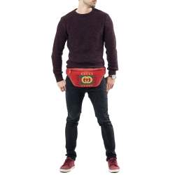 Gucci Red Leather Logo Web Belt Bag
