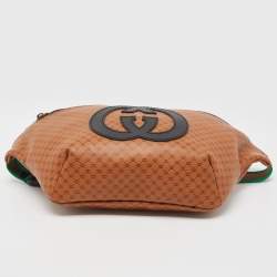 Pre Owned Gucci X Dapper Dan Brown Micro GG Leather Logo Belt Bag