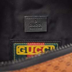Pre Owned Gucci X Dapper Dan Brown Micro GG Leather Logo Belt Bag