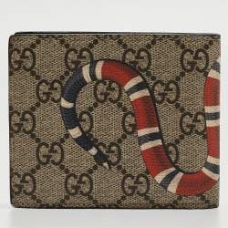 Gucci Beige GG Supreme Canvas Kingsnake Print Bifold Wallet