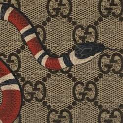 Gucci Beige GG Supreme Canvas Kingsnake Print Bifold Wallet