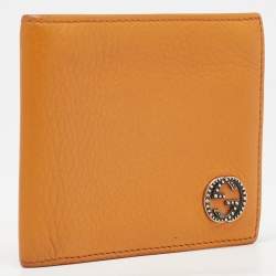 Gucci Orange Leather Interlocking G Bifold Wallet