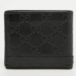 Pre Owned Gucci Black Guccissima Leather Interlocking G Bifold Wallet