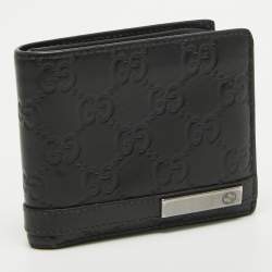 Pre Owned Gucci Black Guccissima Leather Interlocking G Bifold Wallet