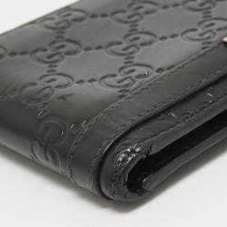 Pre Owned Gucci Black Guccissima Leather Interlocking G Bifold Wallet