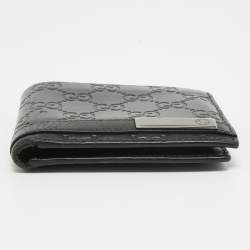 Pre Owned Gucci Black Guccissima Leather Interlocking G Bifold Wallet