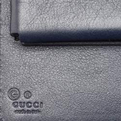 Pre Owned Gucci Navy Blue Microguccissima Leather Zip Around Travel Wallet