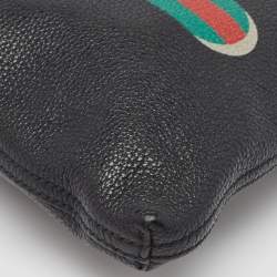 Gucci Black Logo Web Zip Pouch