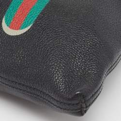 Gucci Black Logo Web Zip Pouch