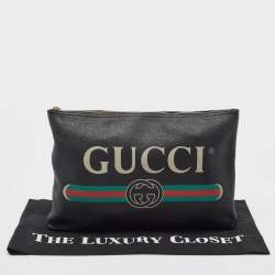 Gucci Black Logo Web Zip Pouch