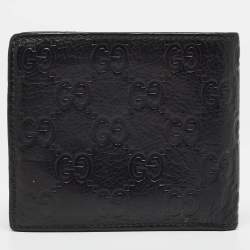 Gucci Black Guccissima Leather Crest Bifold Wallet