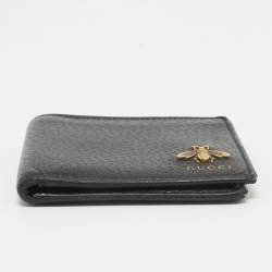 Pre Owned Gucci Black Leather Animalier Bifold Wallet