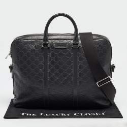 Gucci Black Guccissima Leather Briefcase