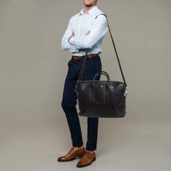Gucci Black Guccissima Leather Briefcase