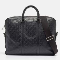 Gucci Black Guccissima Leather Briefcase