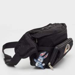 Gucci Black Nylon Tenebre Logo Patch Belt Bag