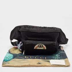 Gucci Black Nylon Tenebre Logo Patch Belt Bag