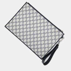 Gucci Beige/Navy Blue GG Canvas Interlocking Clutch Bag