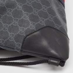 Gucci Black GG Supreme Canvas and Leather Drawstring Backpack
