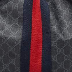 Gucci Black GG Supreme Canvas and Leather Drawstring Backpack