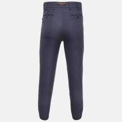 Pre Owned Gucci Blue Gabardine Trousers XL