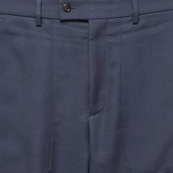 Pre Owned Gucci Blue Gabardine Trousers XL