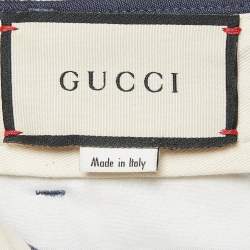Pre Owned Gucci Blue Gabardine Trousers XL