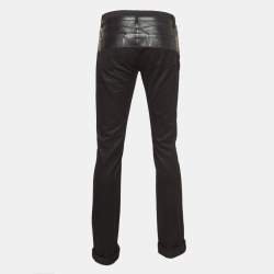 Gucci Black Cotton Leather Trim Pants XS