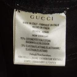 Gucci Black Cotton Leather Trim Pants XS