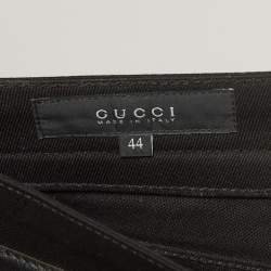 Gucci Black Cotton Leather Trim Pants XS
