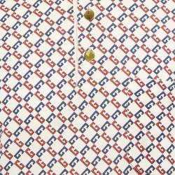 Pre Owned Gucci Cream Geometric G Cotton Polo T-Shirt S