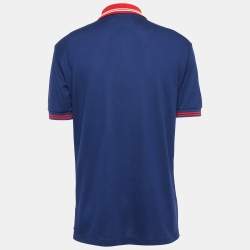 Pre Owned Gucci Blue Cotton Pique Polo T-Shirt M