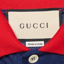 Pre Owned Gucci Blue Cotton Pique Polo T-Shirt M