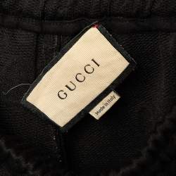 Pre Owned Gucci Navy Blue GG Jacquard Knit Side Tape Trackpants S