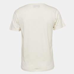 Pre Owned Gucci Cream Logo Cities Print Jersey Oversized T-Shirt XXS