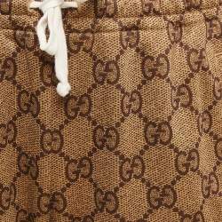 Pre Owned Gucci Beige GG Logo Print Jersey Contrast Trimmed  Joggers L