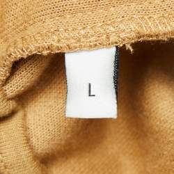 Pre Owned Gucci Beige GG Logo Print Jersey Contrast Trimmed  Joggers L