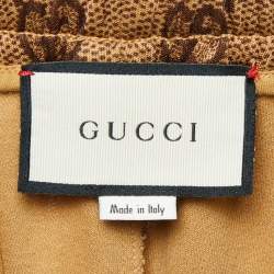 Pre Owned Gucci Beige GG Logo Print Jersey Contrast Trimmed  Joggers L