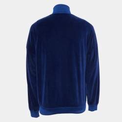 Gucci Blue Colorblocked Velour Applique Retro Loose Jacket M