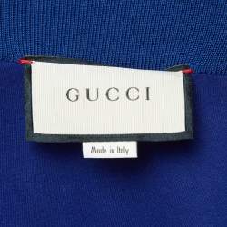 Gucci Blue Colorblocked Velour Applique Retro Loose Jacket M
