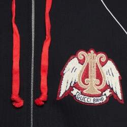 Gucci Black Cotton Knit Applique Hooded Jacket M