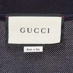 Pre Owned Gucci Navy Blue Pique Jersey Polo T-Shirt XL