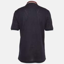 Pre Owned Gucci Navy Blue Pique Jersey Polo T-Shirt XL
