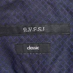 Gucci Navy Blue Patterned Cotton Buttoned Up Shirt S