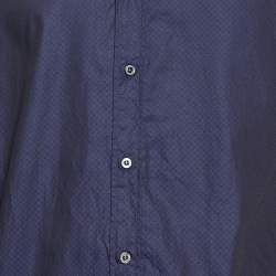 Gucci Navy Blue Patterned Cotton Buttoned Up Shirt S